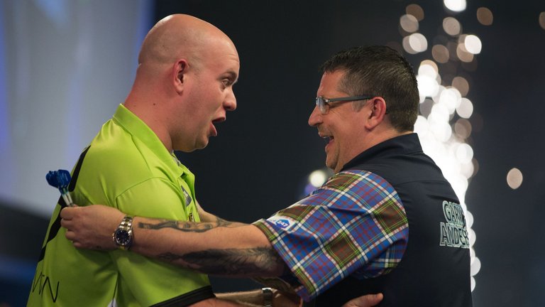 Michael van Gerwen and Gary Anderson battle it out for a place in the final