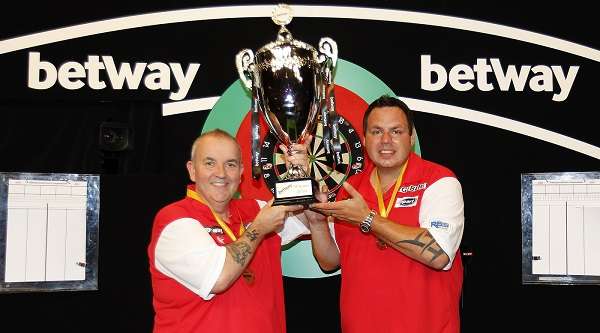 England's Phil Taylor And Adrian Lewis Betway - 2017 World Cup of Darts . Photo Credit: Lawrence Lustig - PDC.TV