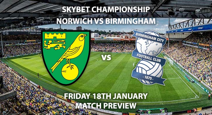 Match Betting Preview - Norwich City vs Birmingham City. Friday 18th January 2019, SkyBet Championship, Carrow Road. Live on Sky Sports Main Event - Kick-Off: 19:45 GMT.